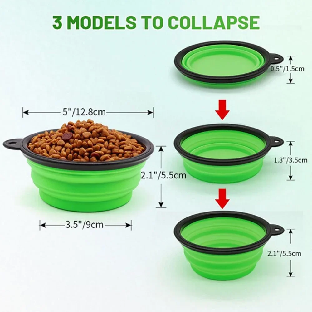 New Collapsible Dog Bowls 2 Pack Portable Pet Travel Dishes with Carabiners